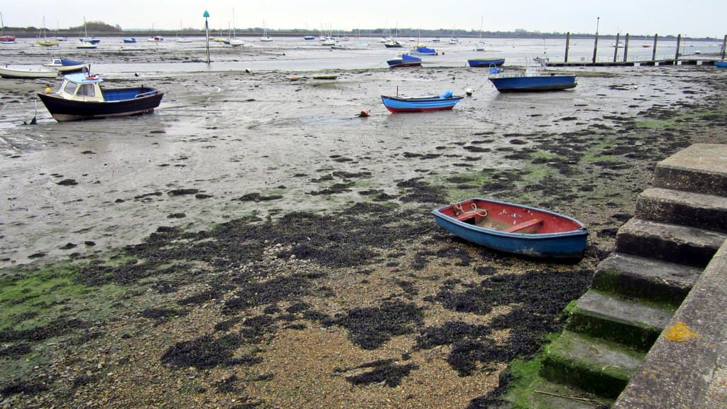 Boats moored in Emsworth Harbour, Hampshire